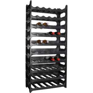Wijnrek Stapelbaar Zwart - Kunststof - 60 flessen - 10 stuks